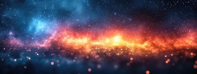 Naklejka premium Colorful cosmic landscape with glowing nebulae