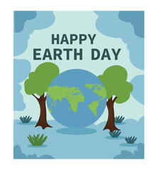 Happy Earth Day Vector Illustration Set - Square Eco Graphics-01