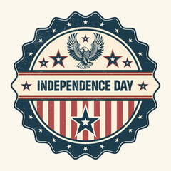 Vintage american independence day badge with eagle and patriotic star design