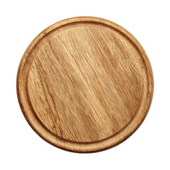 Round Light Brown Wooden Cutting Board on Transparent Background, PNG