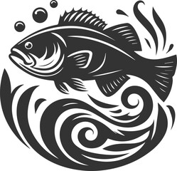 Swimming bass fish vector 