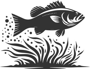 Swimming bass fish vector 