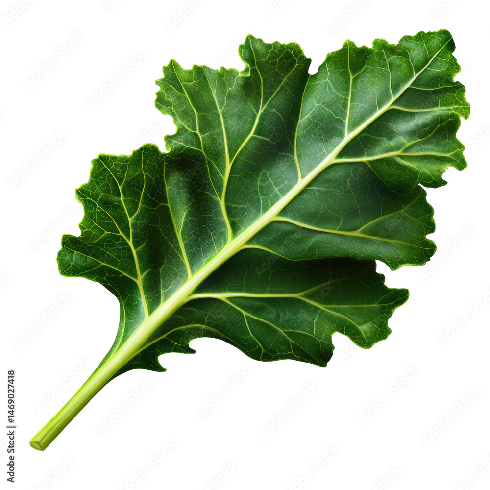 Poster lush green leaf with delicate veins displaying nature's intricate patterns against a soft focus back