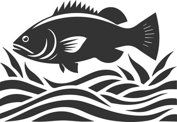 Swimming bass fish vector 
