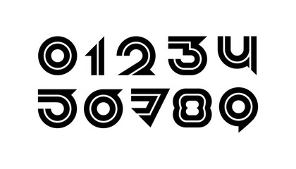 Trendy numbers set, digital numerals 1,2,3,4,5,6,7,8,9, vector illustration 10EPS