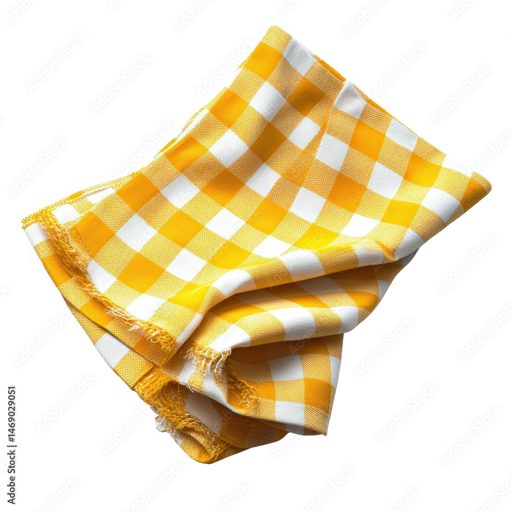 Aufkleber bright yellow and white checkered cloth spread out on a table setting creating a cheerful and inviti