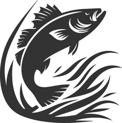 Swimming bass fish vector 