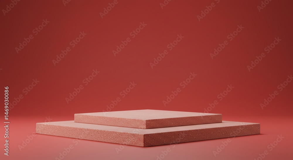 Poster product display stage on red background