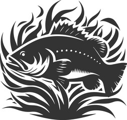 Fototapeta premium Swimming bass fish vector 