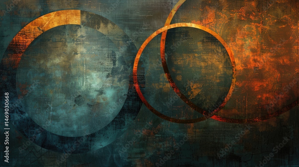 Poster abstract circle geometric shapes effect on surface of digital cyber design express scene of cyberspa