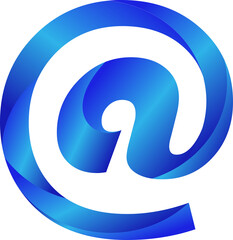 High-resolution PNG of a Styled @ symbol featuring a smooth blue gradient. this modern and minimalistic logo for technology brand, digital marketing and social media profile.