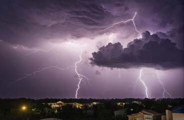 ライトニング, 嵐, サンダー, 空, 乗り切る, 夜, 激しい雷雨, 電気, ひらめく,