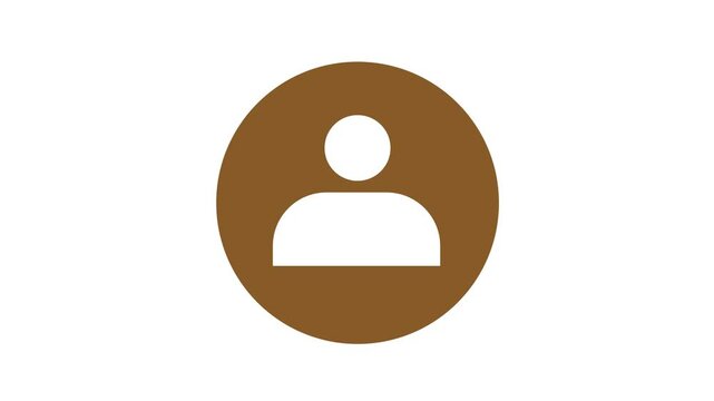 Animated user profile icon in a brown circle, commonly used for login screens, account settings, or user interface elements in apps and websites.
