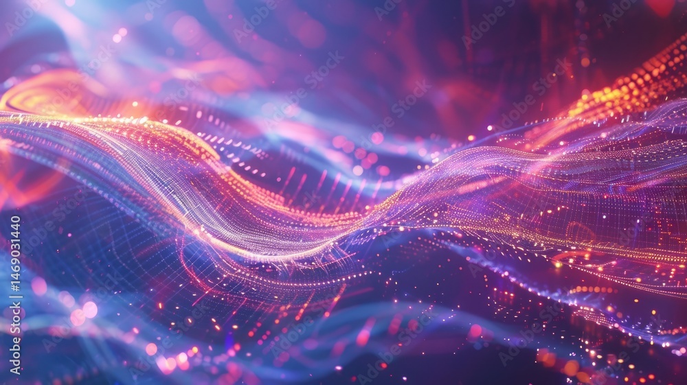 Poster abstract vivid energy wave express and emphasize digital signal. seamless texture of vividness curve