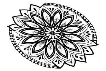 187 a beautiful, intricate flower mandala, detailed black and white pattern, floral, symmetrical, concentric, layered, organic, zen, calming, elegant, radial