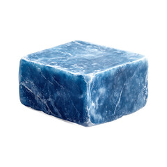 Obraz premium Detailed view shows textured blue ice cube with marble like surface on transparent background