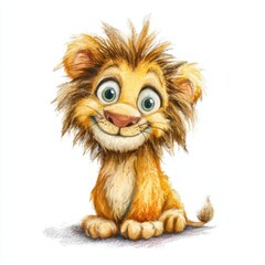 Fototapeta premium Adorable Cartoon Lion Cub Illustration