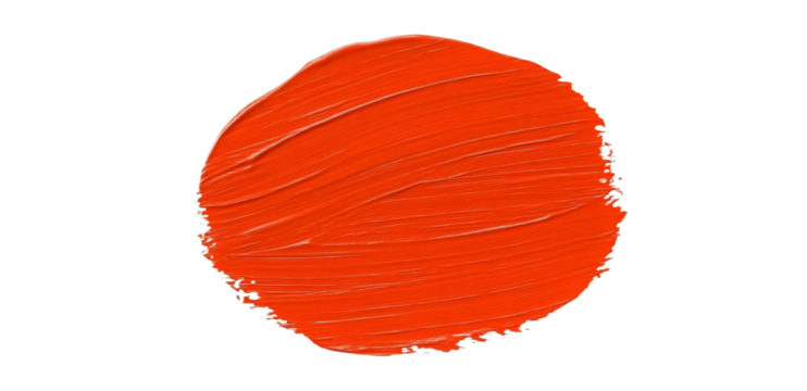 A vibrant circular brush stroke in bold orange color, showcasing an artistic expression, suitable for backgrounds or creative projects, with a clean, uncluttered appearance