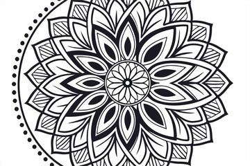 188 mandala flower, orange petals, black and white background, photorealistic, intricate design, symmetrical, ornate border, detailed, digital art