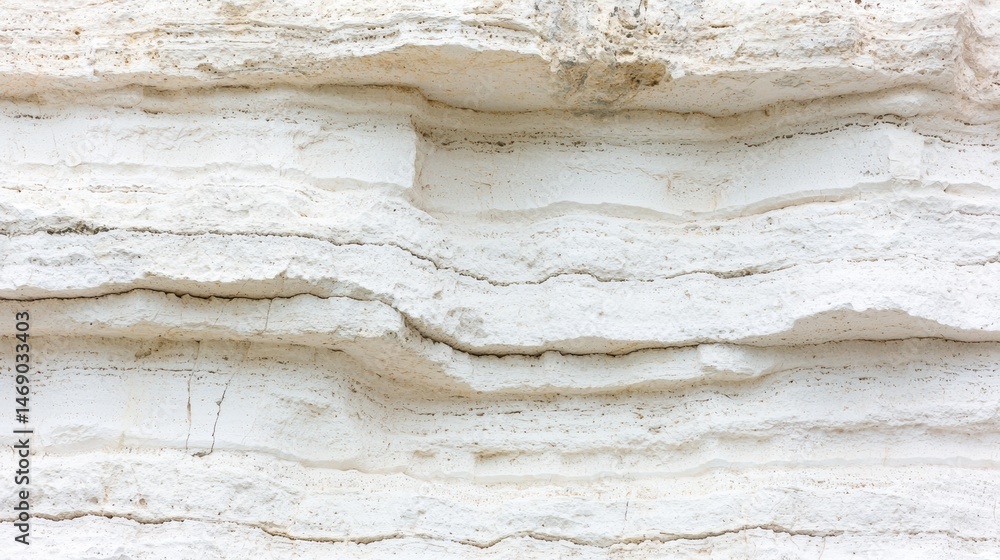 Poster a close-up view of a white rock face with distinct horizontal layers.