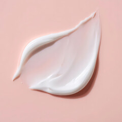 Gentle waves hydrating face cream on pastel background. Skincare product with silk texture. Smoothing, moisturizing properties. Luxurious cosmetic product, beauty and wellness concept