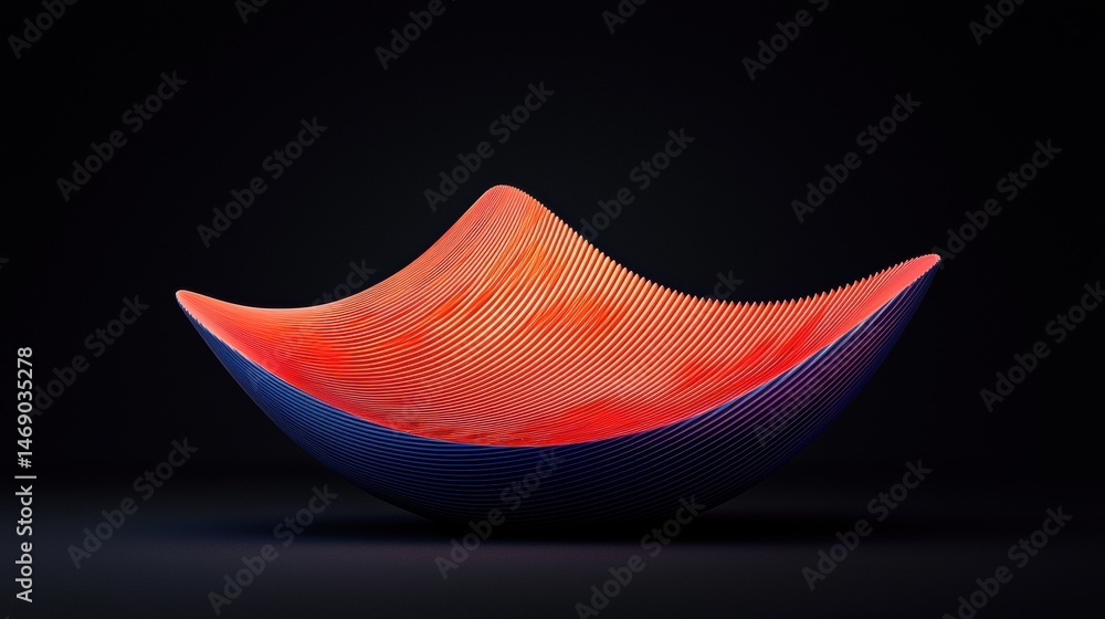 Poster a 3d rendering of a bowl with a gradient of orange and blue colors.