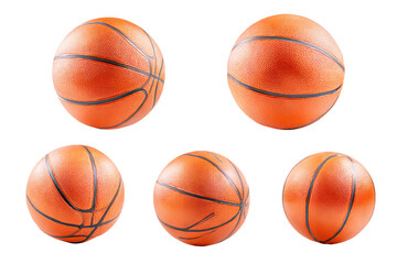 Fototapeta premium Six Orange Basketballs on Transparent Background, PNG