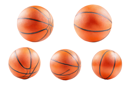 Six Orange Basketballs on Transparent Background, PNG - Powered by Adobe