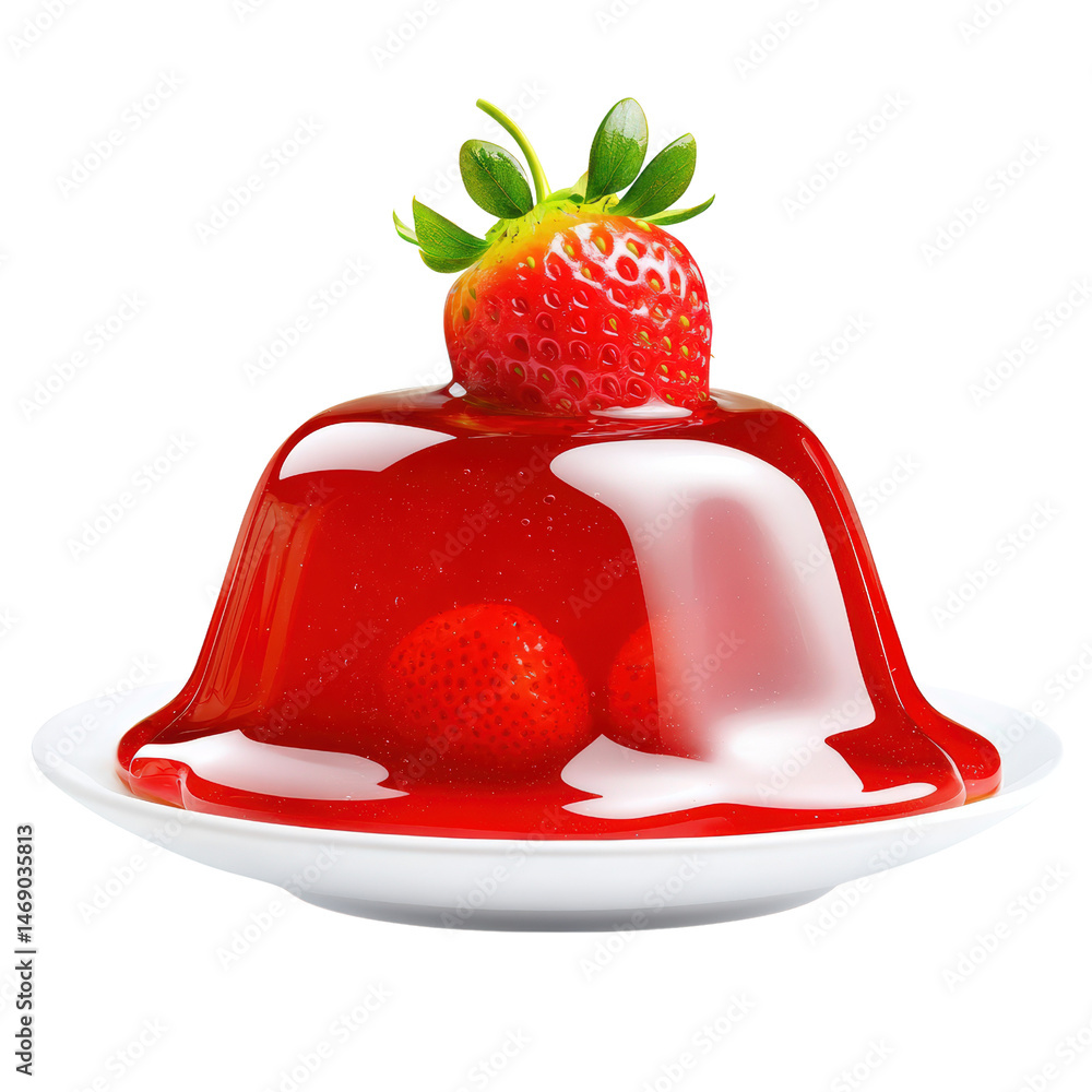 Poster fresh and juicy strawberry placed on a white plate against a simple background highlighting its vibr