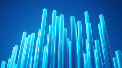 Obraz premium Abstract Blue Light Tubes with Vibrant Glow Against Dark Background