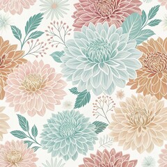 seamless floral pattern with dahlia flowers