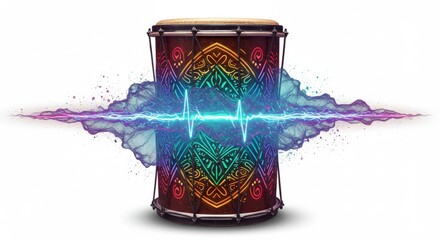 Colorful Rhythmic Drum with Energy Pulse