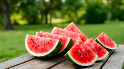 Fresh Summer Fruit Displayed on Wooden Outdoor Table