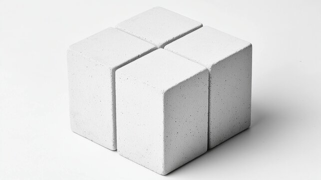 A white cube with four smaller cubes on top.