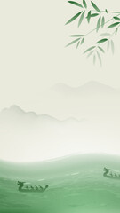 Dragon Boat Festival vertical illustration Chinese style dragon boat racing
