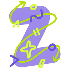 Fun Doodle Scribble Font Alphabet Graphic Illustration