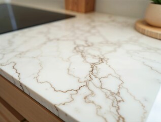 Marble kitchen countertop with elegant natural vein pattern