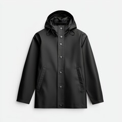 Stylish Black Rain Jacket with Hood and Snaps for Everyday Use