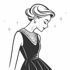 Classic little black dress icon with diamond neckline sparkle