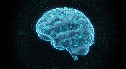 Glowing digital brain illustration