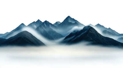 Majestic fog-covered mountains panoramic view nature landscape serene environment tranquil atmosphere
