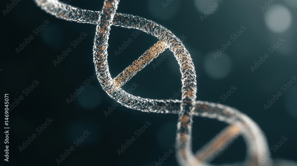 Poster a 3d rendering of a dna double helix.
