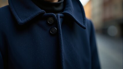Detail Of A Woman's Navy Coat