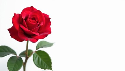 Single perfect rose, vibrant petals, white backdrop, vibrant, clipping path, bud