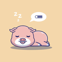 Illustration vector grapich of a sleeping pig perfect for character design 