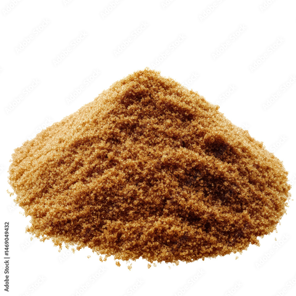 Poster pile of brown sugar granules captured in natural light showcasing its rich color and texture for cul
