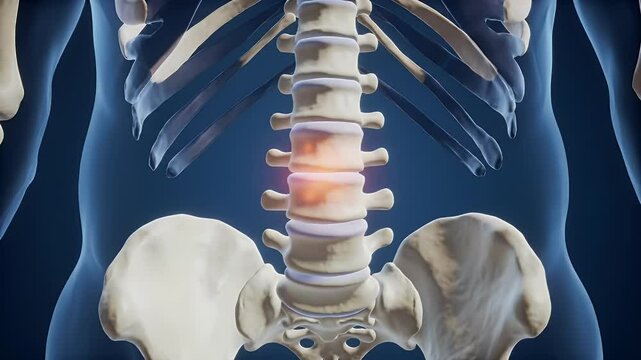 Lumbar Spine Anatomy with Disc Herniation Illustration