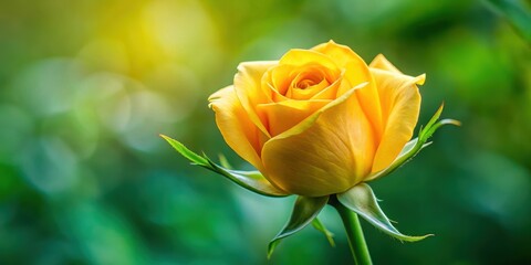 Half-opened yellow rose bud, close up in a delicate green stem, bloom, nature,  bloom, nature,flowers, flower buds