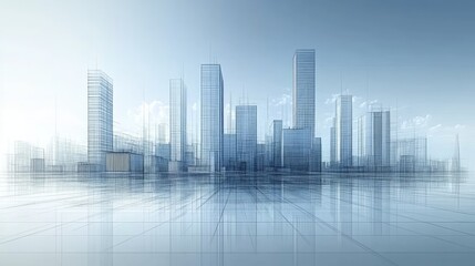 Modern city architectural design sketch.