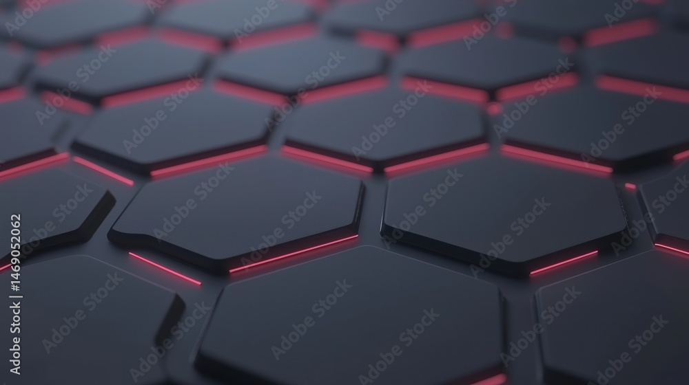 Poster hexagonal pattern with red lights